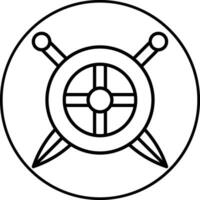 zwei Schwerter und Schild Vektor Symbol