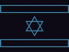 israelisch Flagge auf ein dunkel traurig Hintergrund. Symbole von Israel basierend auf das Penrose Dreieck. monolithisch Basis von israelisch Symbole basierend auf ungewöhnlich zahlen mit Verstöße von das Gesetze von Geometrie vektor