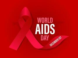 Welt AIDS Tag Konzept mit rot Schleife. Banner mit realistisch . 1 Dezember Hintergrund, Banner, Karte, Poster, Vorlage. Vektor Illustration.