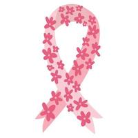 rosa band - bröstcancer medvetenhet symbol siluett, blommor vektor