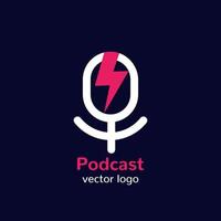 Podcast-Vektor-Logo mit einem Mikrofon vektor
