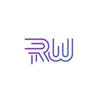 rw Buchstaben Logo, Liniendesign vektor