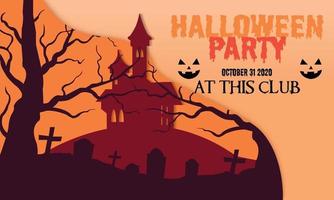 Halloween-Party mit Schloss-Banner-Vorlage vektor