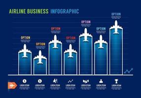 Infografik zu den Geschäftsressourcen der Fluggesellschaft. Diagramm-Diagramm-Symbol-Transport. vektor