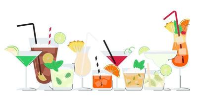 Sommer-Alkohol-Cocktail-Set mit Textfreiraum vektor