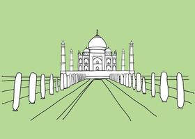 Taj Mahal Freihandzeichnungsskizze auf weißem Hintergrund. vektor