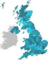 blaues Quadrat Großbritannien Karte auf weißem Hintergrund. vektor