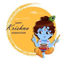 glücklicher krishna janmashtami. kleiner lord krishna vektor