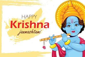 lyckligt krishna janmashtami gratulationskort vektor