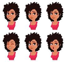 Gesichtsausdrücke einer afroamerikanischen Frau vektor