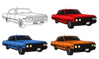 handgezeichnete Autos mit verschiedenen Farben auf weißem Hintergrund vektor