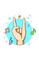 Metall Hand Musik Symbol Cartoon Illustration vektor