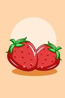söta jordgubbar ikon tecknad illustration vektor