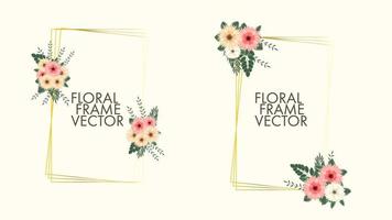 blommig ram kort mall med blommor etikett för bröllop inbjudan vektor