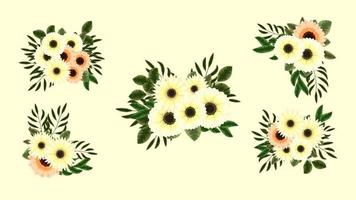 bukett klasar av vårblommor samling ganska detaljerad ClipArt vektor