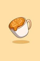 söt cappuccino kaffe ikon vektor illustration