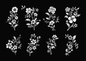 uppsättning svartvita blommor som skär vektor