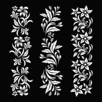 svartvitt blommigt snittfil med tillfällig tatueringsdesign vektor