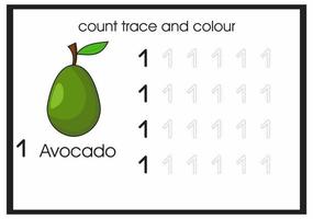 räkna spår och färg avokado nummer 1 vektor