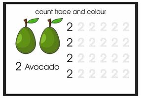 Zählspur und Farbe Avocado Nummer 2 vektor