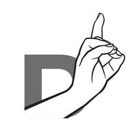 Handzeichensprache Alphabet Buchstabe d-Vektor-Illustration. vektor