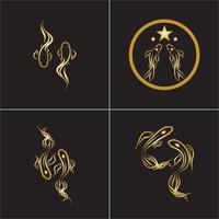 Goldfisch und Yin-Yang-Logo-Vektor-Icon-Design-Vorlage vektor