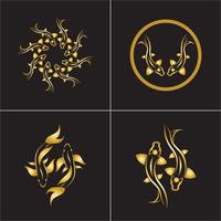 guld fisk och yin yang logotyp vektor ikon designmall