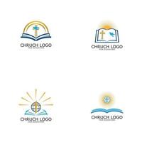 logo Kirche.christliches Symbol, die Bibel und das Kreuz vektor