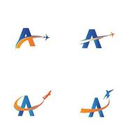 Buchstabe a Flugreisen-Logo-Design-Vorlage-Vektor vektor