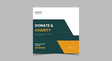 Gestaltung von Social-Media-Posts für Wohltätigkeitsorganisationen. Spenden Sie in Ihren sozialen Medien für Wohltätigkeitsorganisationen vektor