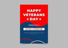 veterans day flyer design. amerikansk veterans dag firande flygblad vektor