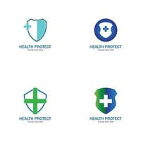 hälsoskydd med sköld logo design vektor mall