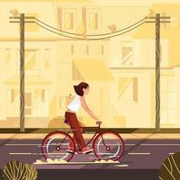 flicka cyklar i grannskapet vektor