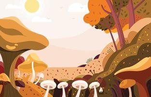 Pilze im Waldhintergrund