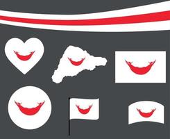 Osterinsel Flagge Karte Band und Herz Symbole Vektor abstraktes Emblem