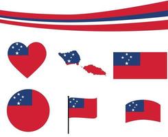 Samoa-Flaggenkarte Band und Herzsymbole Vektor abstraktes nationales Emblem
