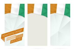 Design von Banner, Flyer, Broschüren mit Flagge von Elfenbein Küste. vektor