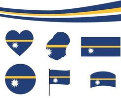 nauru flagga karta band och hjärta ikoner vektor abstrakt nationellt emblem