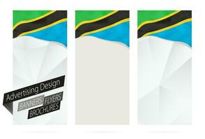 design av banderoller, flygblad, broschyrer med flagga av tanzania. vektor