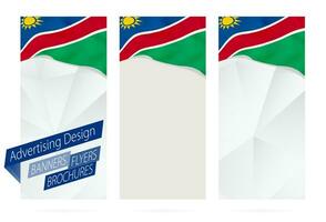 design av banderoller, flygblad, broschyrer med flagga av Namibia. vektor