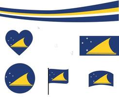 Tokelau Flagge Karte Band und Herz Symbol Vektor abstraktes nationales Emblem