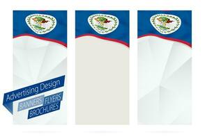 design av banderoller, flygblad, broschyrer med flagga av belize. vektor