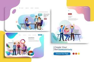 Satz von Designvorlagen für Landingpages, Geschäftsstrategien und Analysen vektor