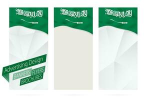 Design von Banner, Flyer, Broschüren mit Flagge von Saudi Arabien. vektor