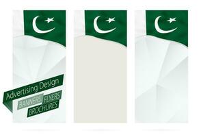 Design von Banner, Flyer, Broschüren mit Flagge von Pakistan. vektor