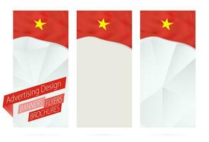 design av banderoller, flygblad, broschyrer med flagga av vietnam. vektor