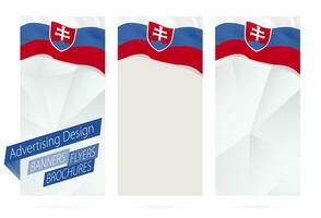 design av banderoller, flygblad, broschyrer med flagga av slovakien. vektor