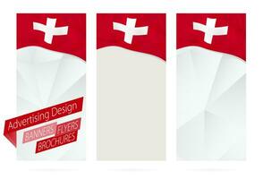 Design von Banner, Flyer, Broschüren mit Flagge von Schweiz. vektor