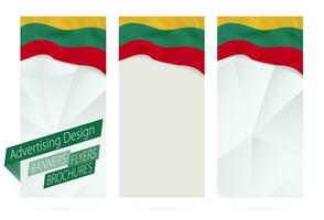 Design von Banner, Flyer, Broschüren mit Flagge von Litauen. vektor