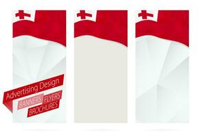 Design von Banner, Flyer, Broschüren mit Flagge von Tonga. vektor